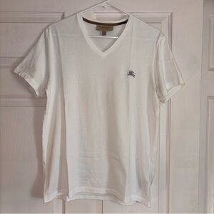 Burberry White V-Neck T-Shirt